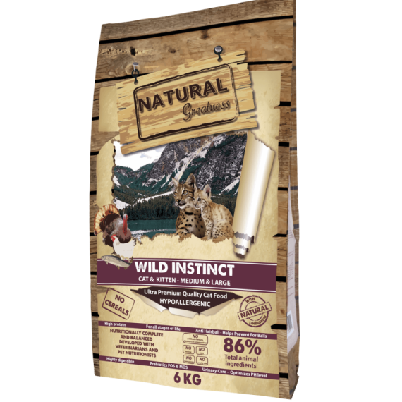 Natural Greatness - Wild Instinct 頂級全天然無穀物貓乾糧 野性本能配方*大顆粒* 2kg (啡)  [NGCF005A]