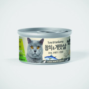 Bowwow Korea 韓國 Meowow [ME03] 高級白吞拿魚+蟹肉貓湯罐 80g