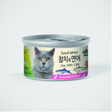Bowwow Korea 韓國 Meowow [ME04] 高級白吞拿魚+三文魚貓湯罐 80g