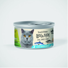 Bowwow Korea 韓國 Meowow [ME06] 高級白吞拿魚+銀魚仔貓湯罐 80g