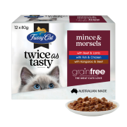 Fussy Cat [FC152227] Twice as Tasty系列 Mince & Morsels口味 貓濕包80g (1盒12包 - 3種味x4) (棗紅)