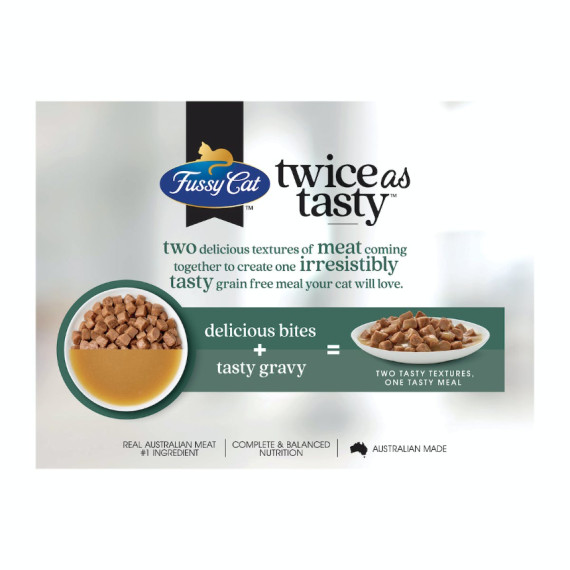 Fussy Cat [FC152231] Twice as Tasty系列 Bites & Gravy Favourites口味 貓濕包80g (1盒12包 - 3種味x4) (深綠)