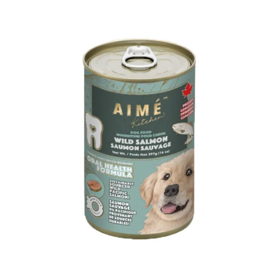 Aime Kitchen [H6600] - 野生三文魚 Wild Salmon 肉醬狗罐頭 [口腔強健配方] 400g (綠)