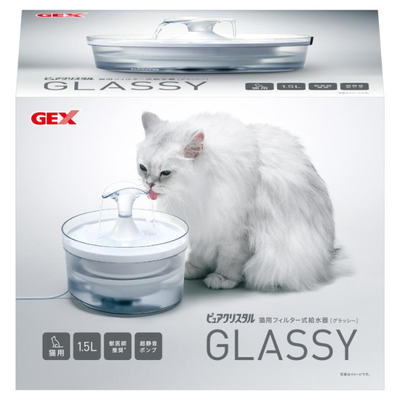 GEX [FP92664] - 貓用透明飲水機 - 白色 1.5L (GL15CLC)