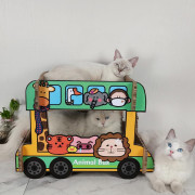 貓貓瓦楞雙層巴士--動物圖案(需要自行組裝) [IC1187] (56 x 28 x 34CM)