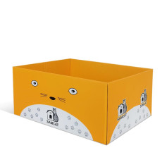 貓貓瓦楞紙箱-黃色(需要自行組裝) [IC037] (37 x 27 x 16CM)