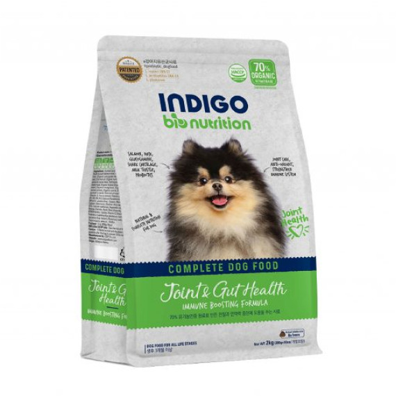 Indigo 天然有機關節及益生菌腸道保護配方 狗乾糧 2kg [IDJ-S] (白底綠)