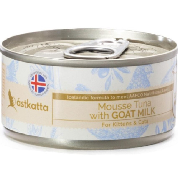 Astkatta [P00137] Mousse Tuna & Goat Milk 山羊奶吞拿魚慕絲 營養/孕貓/手術後康復貓罐頭 80g (粉藍)
