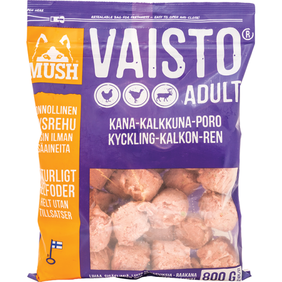 Mush - VAISTO*急凍*狗糧 雞 + 火雞 + 馴鹿 800g (紫色)