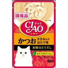 CIAO 魚湯袋裝貓濕糧 鰹魚片加扇貝味 (鰹魚湯底)40g