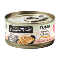 Fussie Cat Tuna with Prawn 極品吞拿魚 + 虎蝦肉汁主食罐 80g [FUG-ORC]