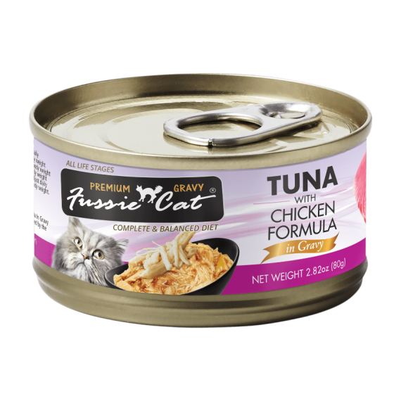 Fussie Cat Tuna with Chicken 極品吞拿魚 + 雞肉肉汁主食罐 80g [FUG-YLC]