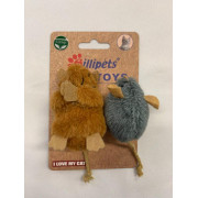 Billipets [NS-17113-G] - 7cm打坐老鼠 (淺啡) + 5cm迷你老鼠 (灰) 2件套裝小老鼠貓玩具
