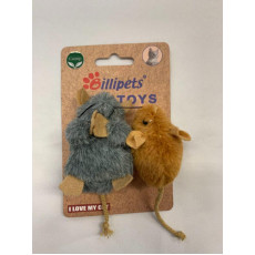 Billipets [NS-17113-B] - 7cm打坐老鼠 (灰) + 5cm迷你老鼠 (淺啡) 2件套裝小老鼠貓玩具