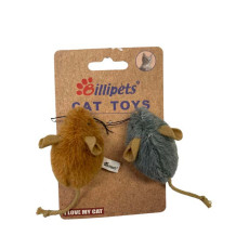 Billipets [NS-17115] -  5cm迷你老鼠 (淺啡&灰各1) 2件套裝小老鼠貓玩具