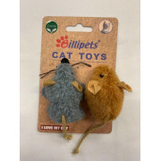 Billipets [NS-17116] - 7cm短毛老鼠 (灰) + 5cm迷你老鼠 (淺啡) 2件套裝小老鼠貓玩具