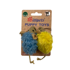 Billipets [NS-17118] - 7.5cm 毛長老鼠 (黃色+藍色) 2件套裝小老鼠貓玩具