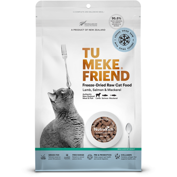 TuMeke Friend - ⽺⾁三⽂⿂鯖⿂超級食物凍乾貓糧 280g [TMF0908]